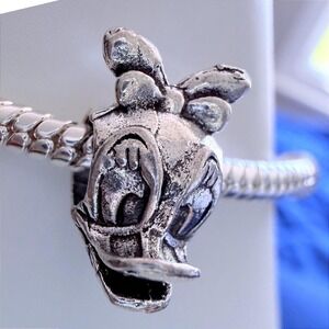 Daisy Duck Silver Bead Charm Fits Snake Chain Bracelet